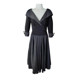 Joseph Ribkoff Black Dress With Collar & Sleeves Rhinestone Size 6